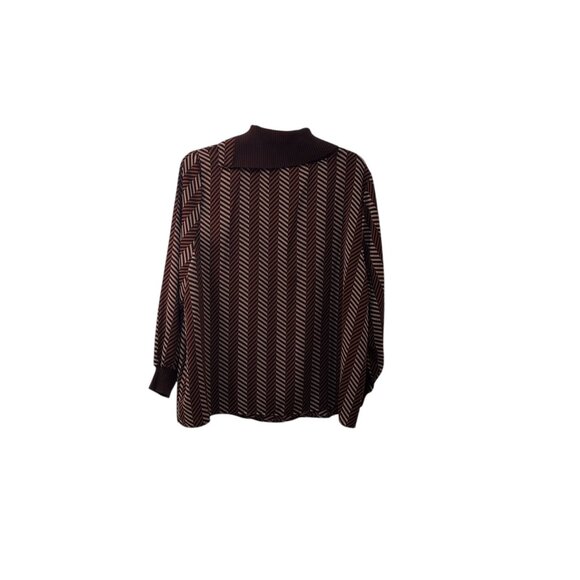 Iman: Long Sleeve Blouse, Size 2X, Brown/Tan - Picture 2 of 7